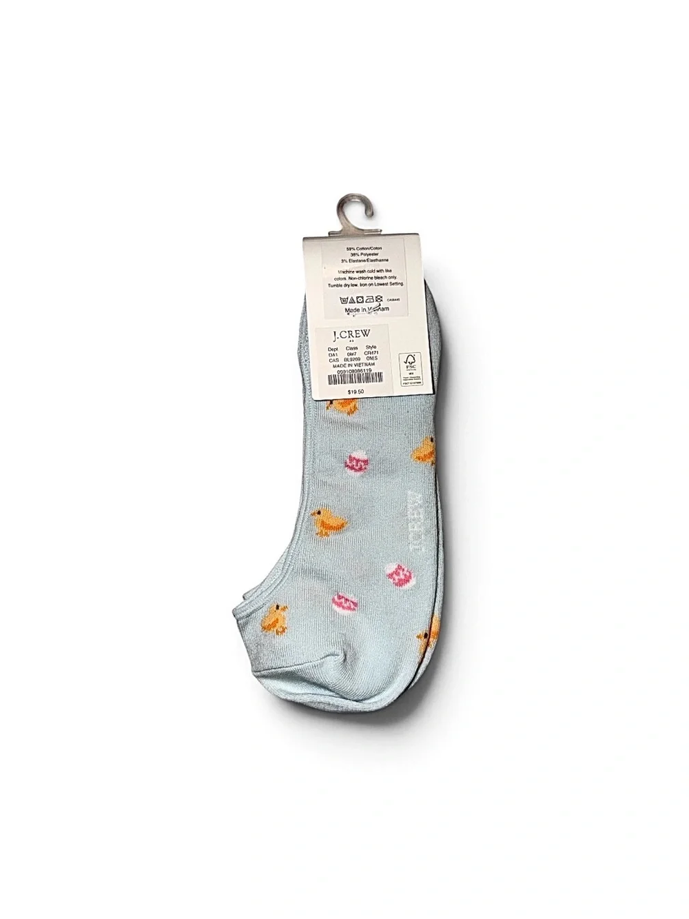 NEW J.Crew No Show Baby Chics and Eggs Decorative Light Blue Socks